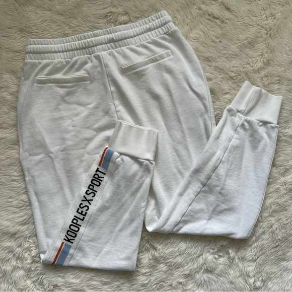 The Kooples Sweatpants Kooples x Sport Ecru Joggers Stretch Waist Logo Trim 2 - Picture 4 of 11